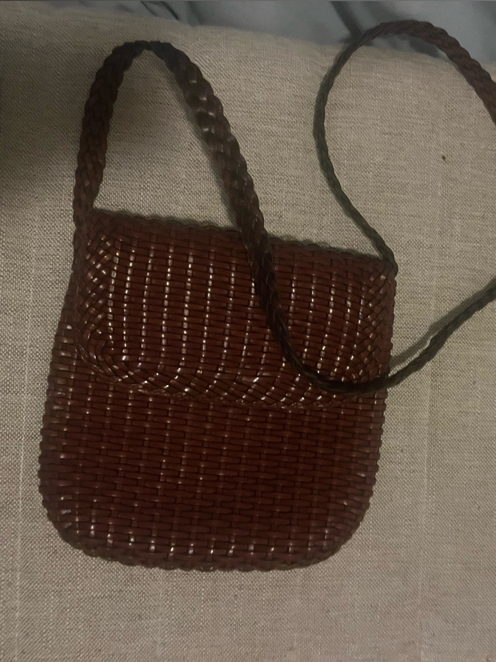 Cole Haan Woven Brown Crossbody Bag with Braided Strap